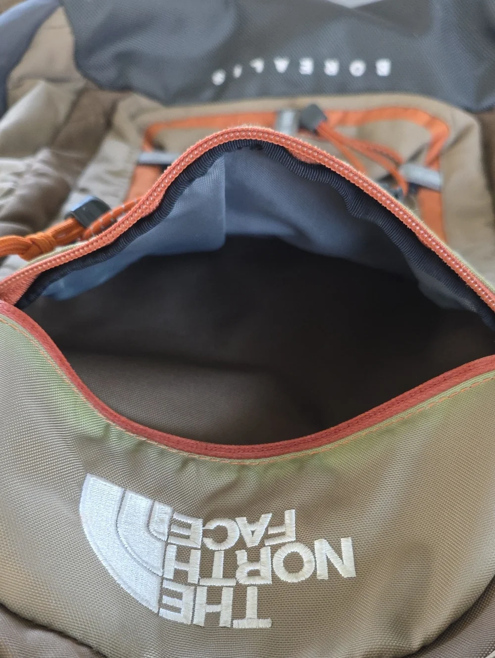 The North Face Borealis Backpack Tan Brown Orange Bungee Hiking Travel Laptop